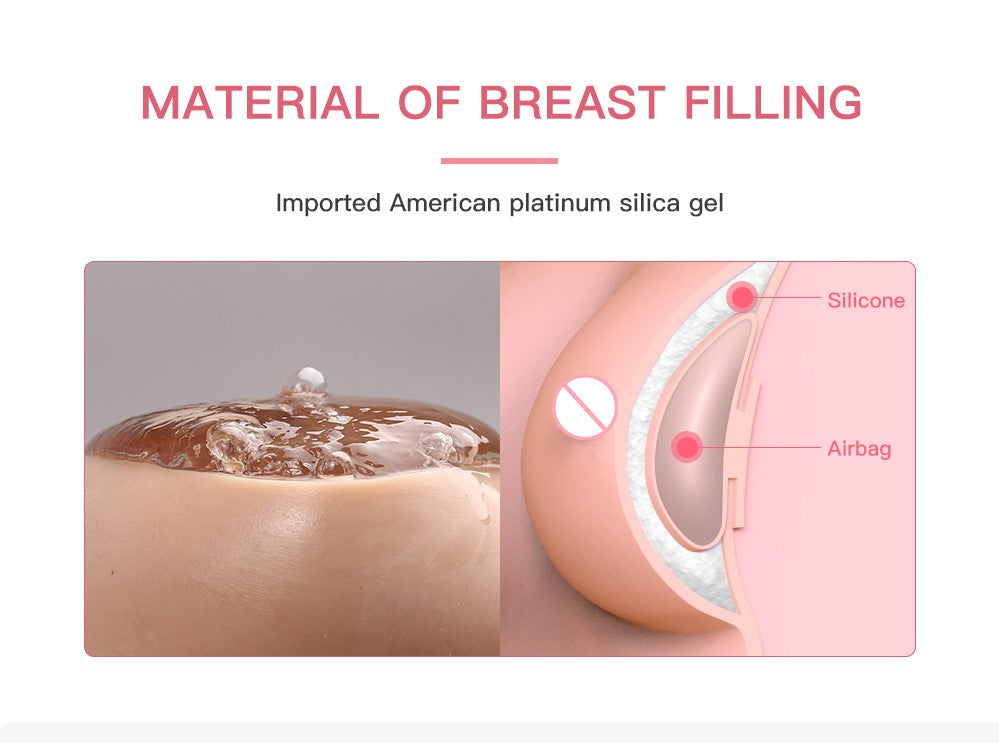 D Cup Silicone Breastplate with Mould Line Removal Enlarged Areola Back Zipper 8G