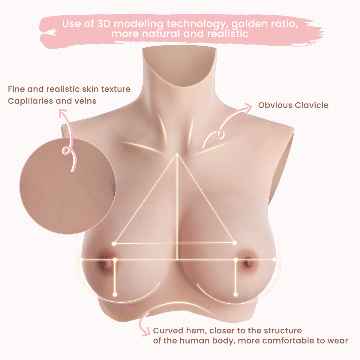 D Cup Oil-Free Capillaries Make-up Breast Forms 8G