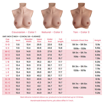 B-H Cup Silicone Breastplate Oil-Free Capillaries Make-up 8G for Crossdresser