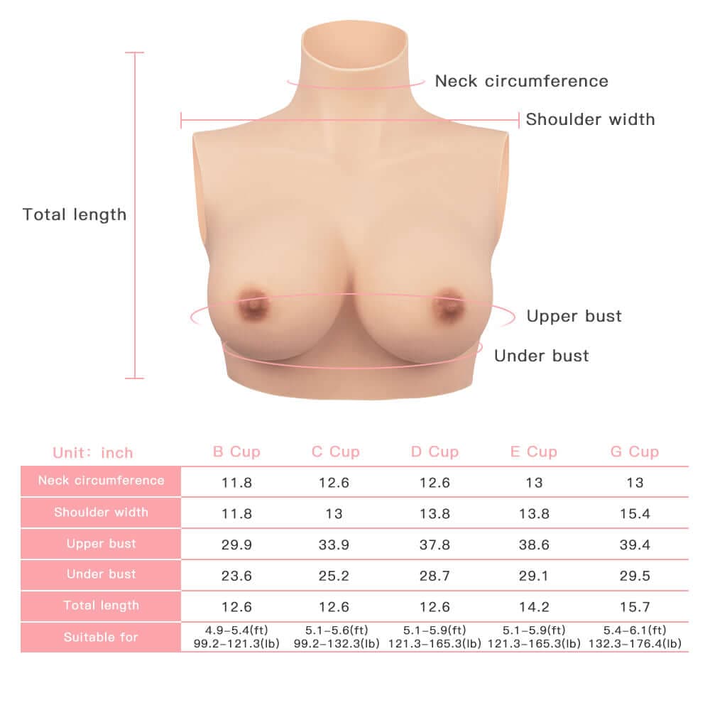 B-G Cup Flat Collar Breast Forms 4G for Crossdresser