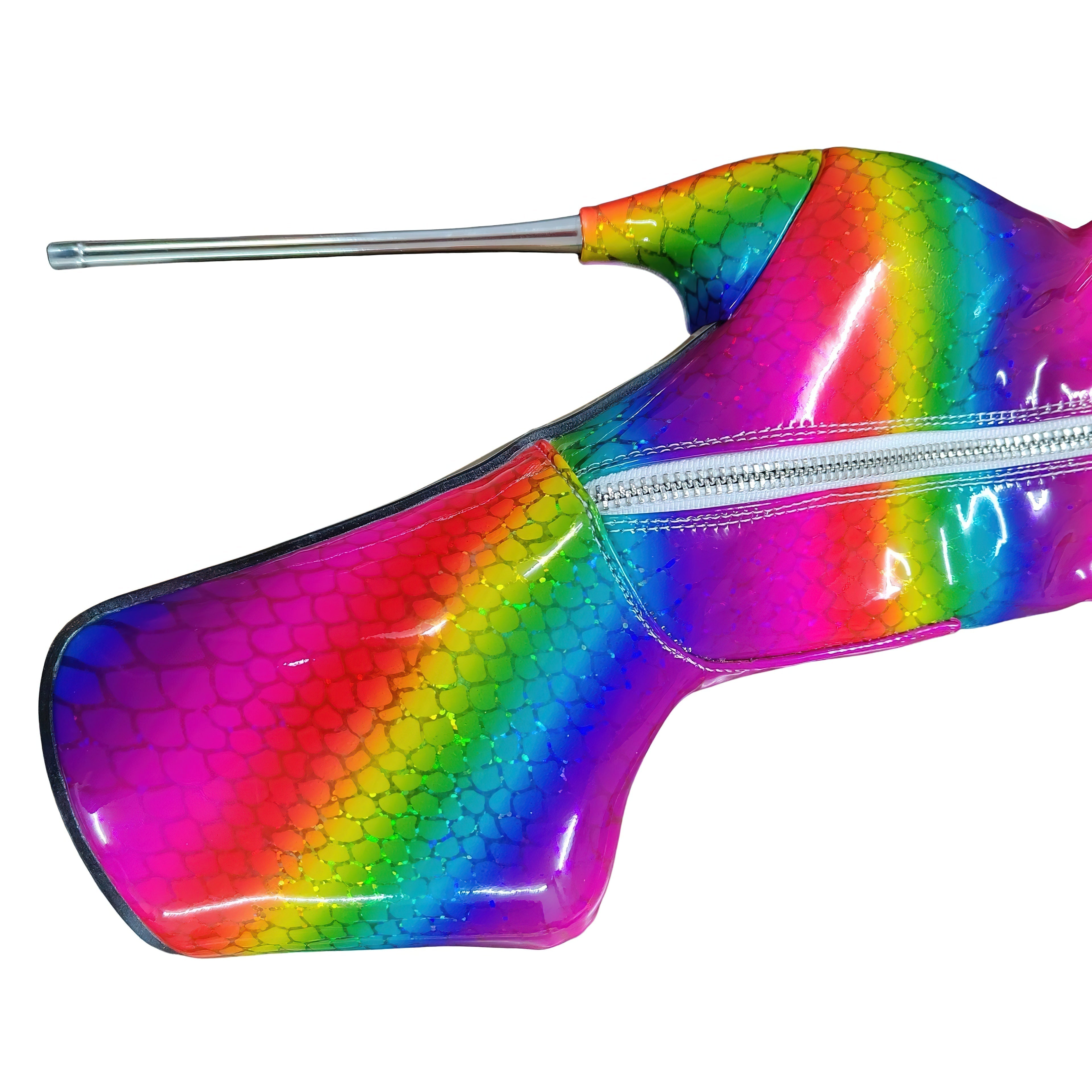 Rainbow 7.5 in Super High Heel Boot for Crossdresser