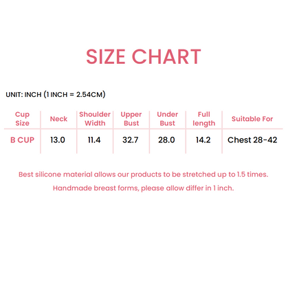 B Cup Realistic Skin Tone Breast Forms Size Chart