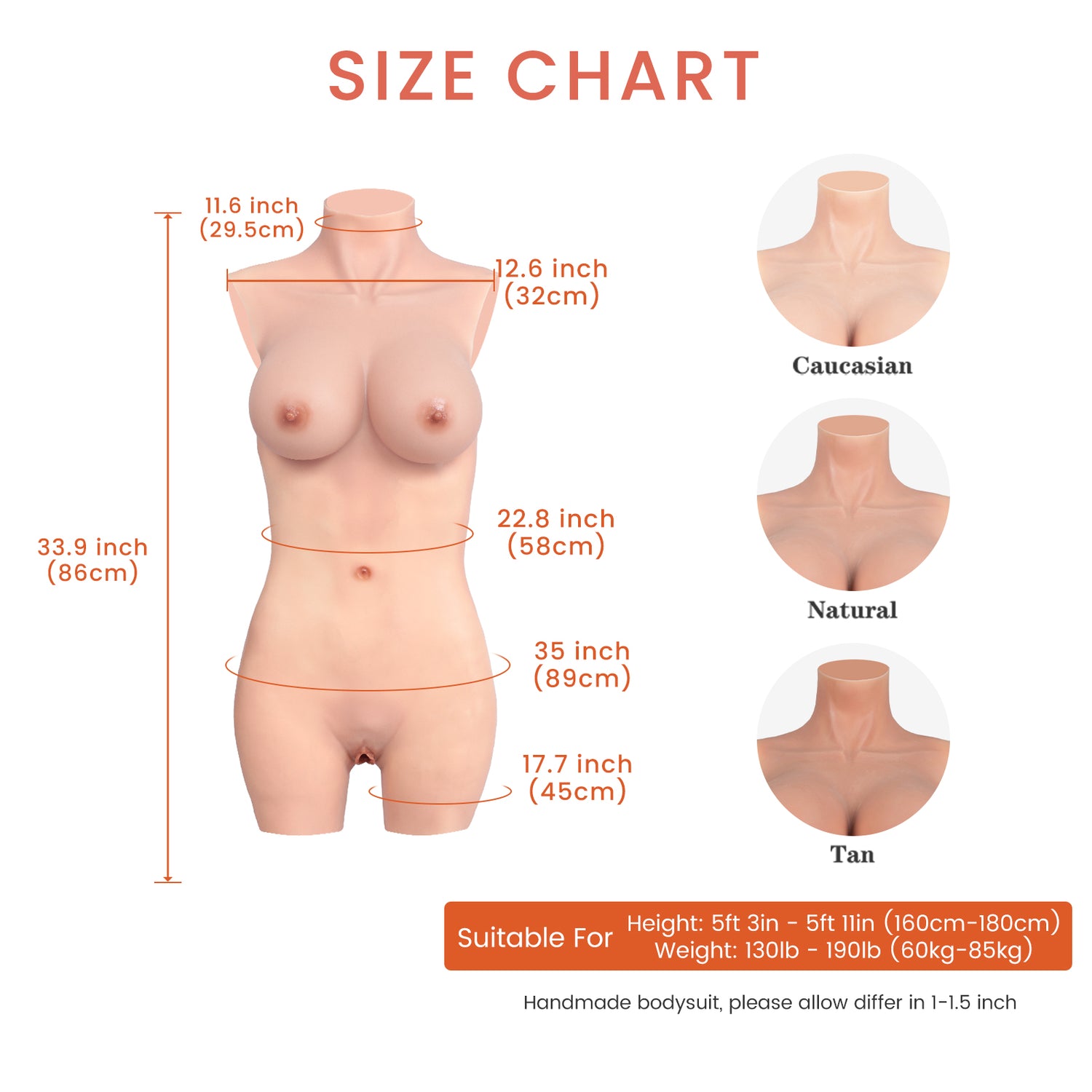 D Cup Silicone Bodysuit Realistic Clavicle for Crossdresser
