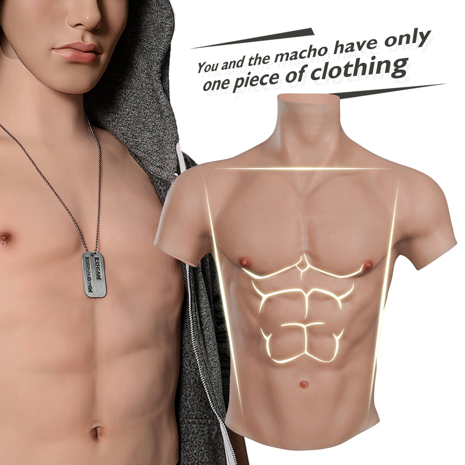 Male Chest Silicone Muscle Suit with Arms, Realistic Fake Muscles Soft  Silicone Chest Vest with Clear Skin Textures