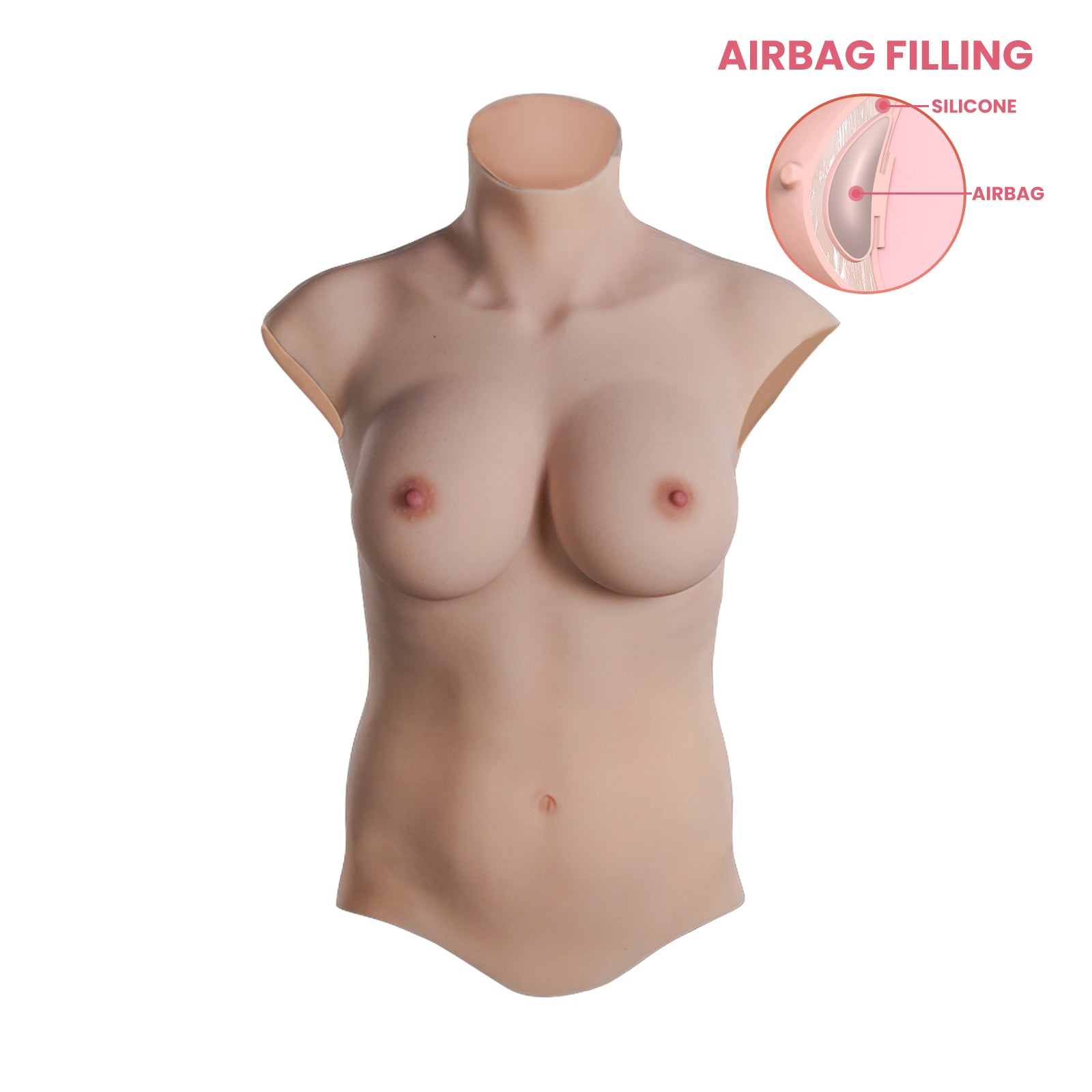 C-E Cup Long Breast Forms Airbag &amp; Silicone Fill 8G for Crossdresser
