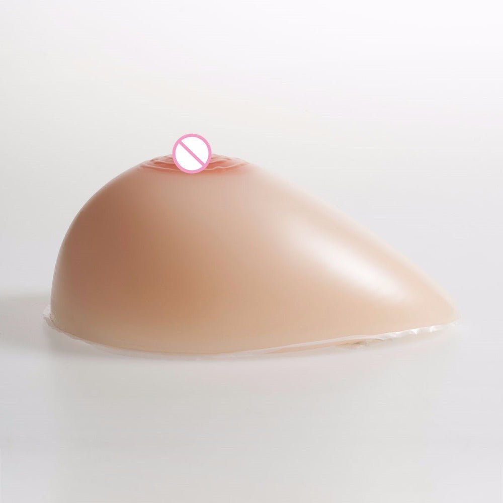 Teardrop Shaped Silicone Breast Forms with Black Pocket Bra for Crossdresser
