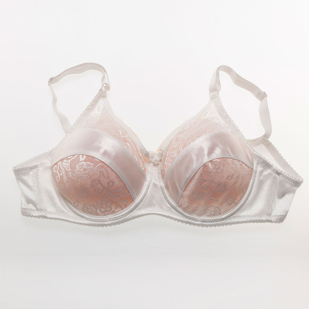 Teardrop Shaped Silicone Breast Forms with White Pocket Bra for Crossdresser