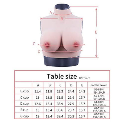 Silicone B-G Cup Breastplate 4G for Crossdresser