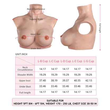 Larger Size B-G Cup Upgraded Silicone Breastplate for Crossdresser