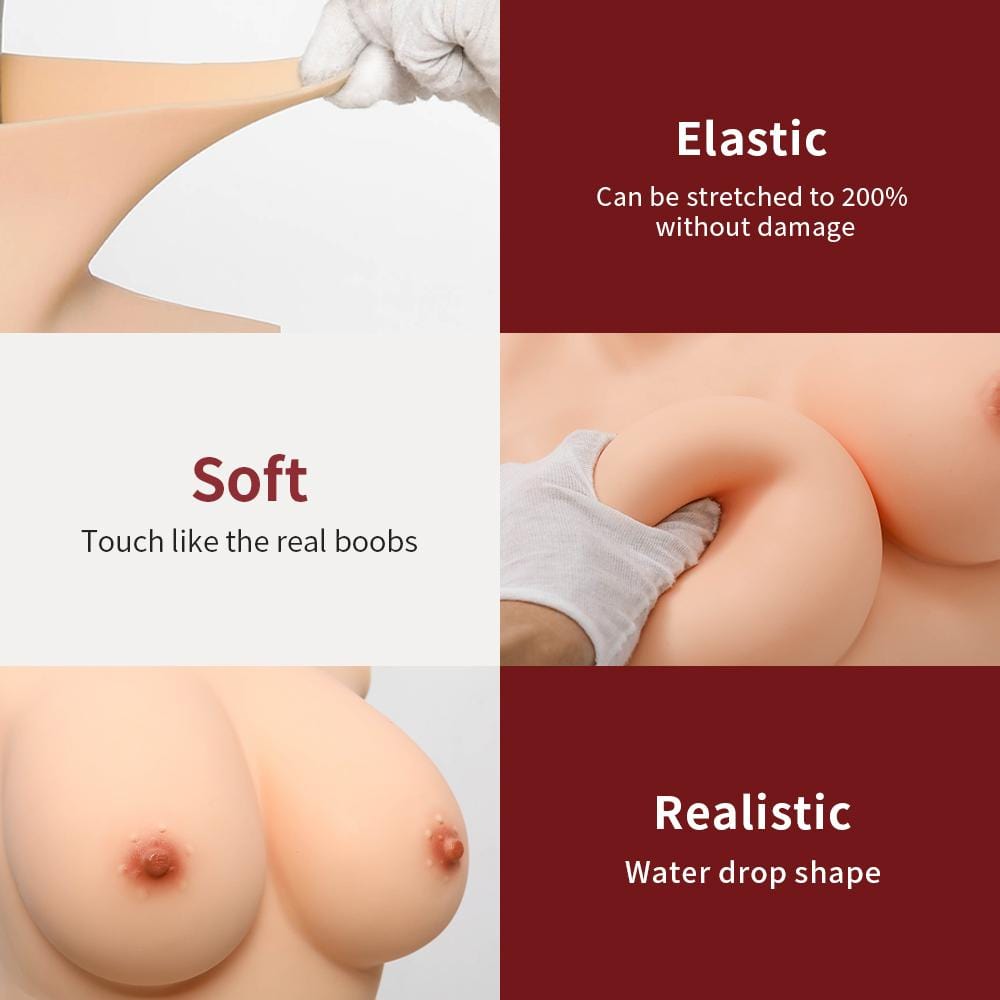 Silicone Breast Forms Silicone Gel Filled Silicone Breast Plates Fake Boobs  BG Cup Realistic Breast Enhancer for Transgender Drag Queen Cosplay,Cotton