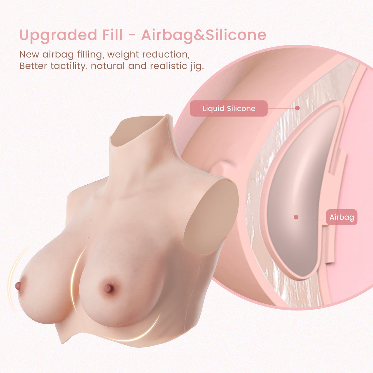 B-H Cup Silicone Breastplate Oil-Free Capillaries Make-up 8G for Crossdresser
